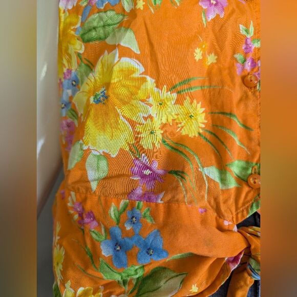 Vintage Jones New York Sleeveless Floral Tie-Front Blouse – Size Small - Picture 3 of 8